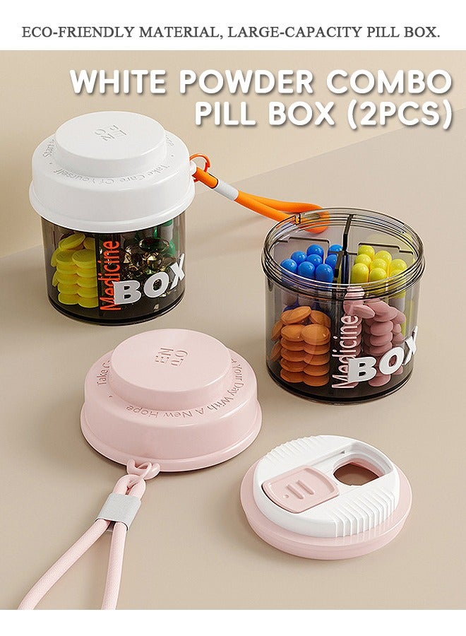 2 Pcs Pill Cases Pill Organizer, Portable Travel Storage Medicine Box for Vitamins Fish Oils and a Variety of Pills Fits in Purse Pocket (White+Pink) - Image 1